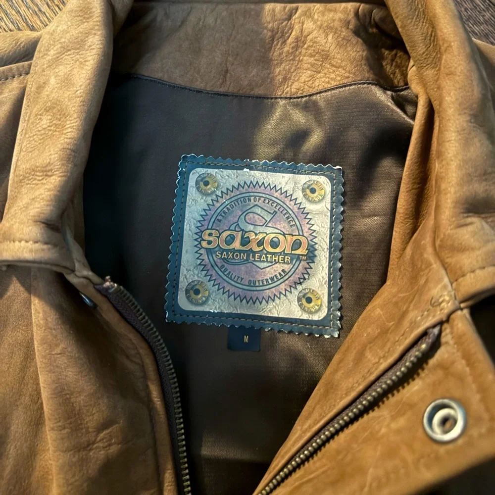 SAXON SAXON LEATHER FRITO LAY Suede Men's Brown Leather Jacket Size M